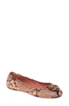 Tory Burch Minnie Snakeskin-embossed Leather Ballet Flats In Blush Warm Roccia