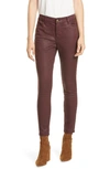 Frame Le High Waist Coated Skinny Jeans In Bordeaux Coated