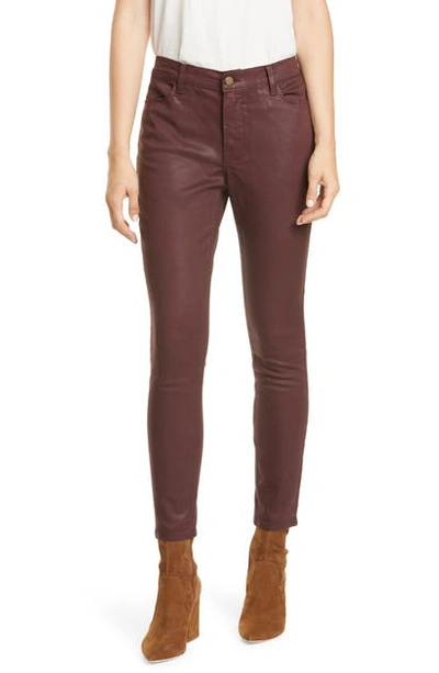 Frame Le High Waist Coated Skinny Jeans In Bordeaux Coated