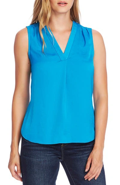 Vince Camuto Rumpled Satin Blouse In Lagoon