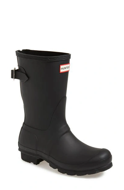 Hunter Original Short Back Adjustable Waterproof Rain Boot In Black