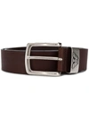 Emporio Armani Leather Belt With Logo Buckle In Brown