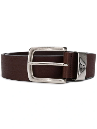 Emporio Armani Logo Detail Belt In Brown