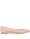 Chloé Chloe Lauren Scalloped Leather Ballerina Flat In Pink