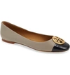 Tory Burch Chelsea Cap Toe Ballet Flat In Dust Storm/ Perfect Navy
