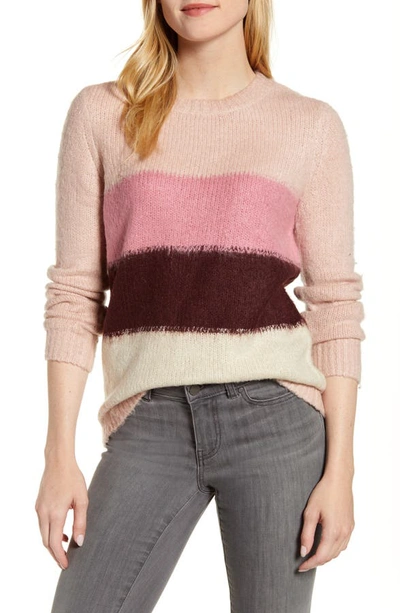 Vince Camuto Stripe Sweater In Pink Shadow