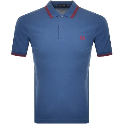 Fred Perry Twin Tipped Slim Fit Polo In Midnight Blue