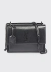 Saint Laurent Sunset Medium Ysl Crossbody Bag In Smooth Leather In Noir