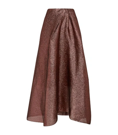 Roland Mouret Glitter-embellished Midi Skirt In Copper