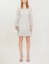 NEEDLE & THREAD SNOWDROP SEQUIN-EMBROIDERED MESH MINI DRESS,236-3005605-DR0017CR20DKB