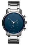 Mvmt Men's Chrono Stainless Steel Bracelet Watch 40mm In Silver/ Navy/ Silver