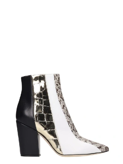 Sergio Rossi High Heels Ankle Boots In White Leather In Gold