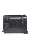 Saint Laurent Sunset Medium Ysl Crossbody Bag In Smooth Leather In Noir