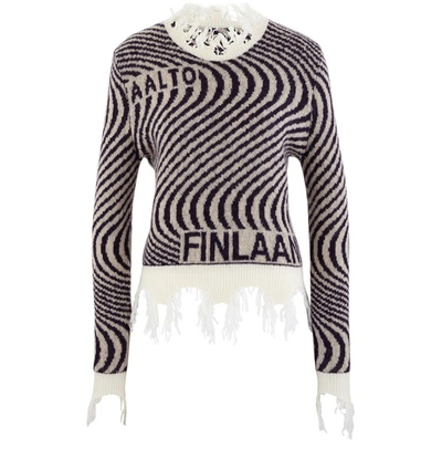 Aalto Knitted Wave Jumper In Violet Cream
