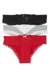 Honeydew Intimates 3-pack Willow Thongs In Black/ Heather Grey/ Hot Toddy
