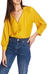 1.state Shadow Stripe V-neck Button Front Blouse In Honey Pot