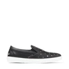 JIMMY CHOO GROVE Black Leather Slip-On Trainers with Studs,GROVEFAA