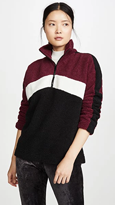 Alala Chalet Colorblock Fleece Quarter Zip Pullover In Bordeaux