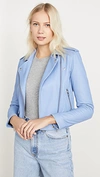 Iro Ashville Cropped Washed-leather Biker Jacket In Light Blue