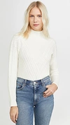 CLUB MONACO CABLE FRONT MOCK NECK SWEATER