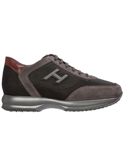 Hogan Men's Shoes Leather Trainers Sneakers Interactive In Grey