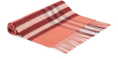 Burberry Ladies Check Cashmere Scarf In Orange