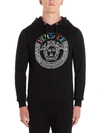 Versace Medusa Head And Rainbow Logo-embroidered Hoodie In Black