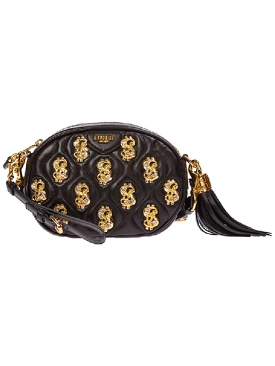 Moschino Women's Leather Clutch Handbag Bag Purse  Dollar Studs In Black