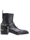 ALEXANDER MCQUEEN ALEXANDER MCQUEEN MEN'S BLACK LEATHER ANKLE BOOTS,576797WHW821081 41