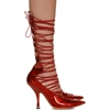 Y/PROJECT Y/PROJECT RED OPEN HIGH LACE-UP BOOTS
