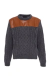 PRADA LEATHER PANEL WOOL SWEATER,727800