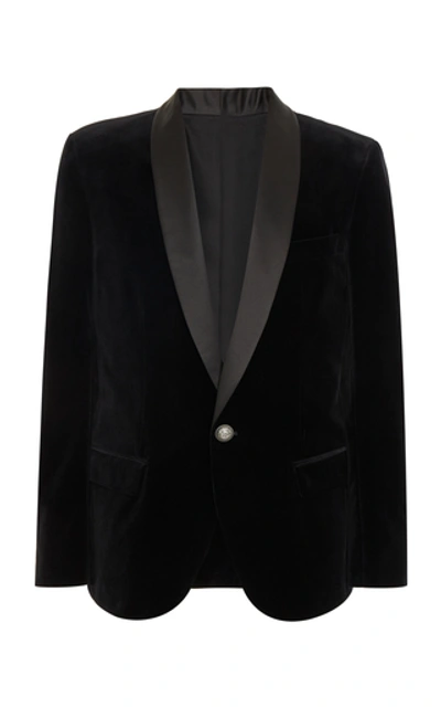 Balmain Satin-trimmed Velvet Blazer In Black