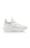 Alexander Mcqueen 50mm Leather Mesh Runner Sneakers In White