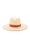 GIGI BURRIS JEANNE SATEEN-TRIMMED STRAW HAT,762435