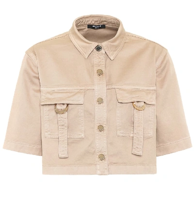 Balmain Cropped Cotton-blend Safari Shirt In Beige