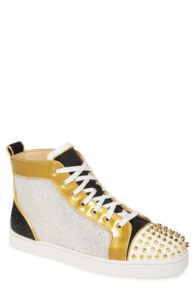Christian Louboutin Crystal Embellished Glitter High Top Sneaker In Version Multi