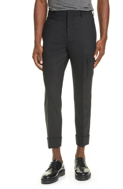 Neil Barrett Slim Fit Trousers With Elasticated Cuffs In Black