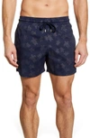 Vilebrequin Men's Diamond Turtle-print Swim Trunks In Bleu Marine