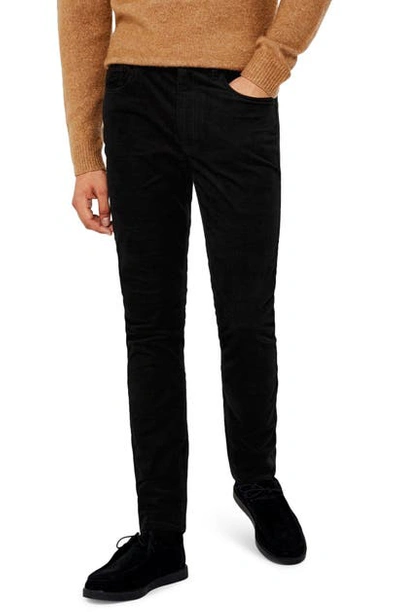Topman Microcord Skinny Fit Pants In Black