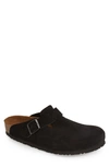 Birkenstock 'boston Soft' Suede Clog In Black