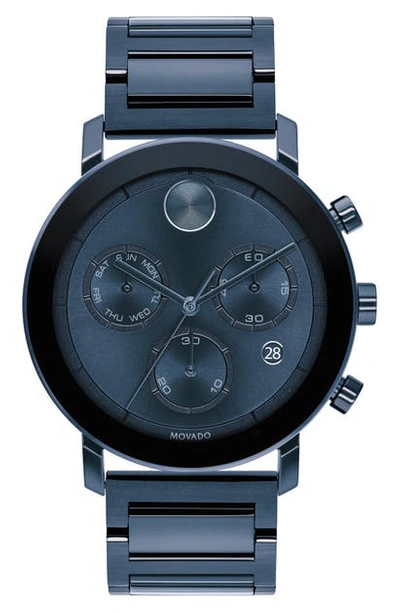Movado Bold Evolution Chronograph Bracelet Watch, 42mm In Blue Dial