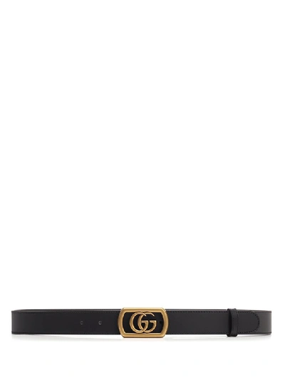 Gucci Leather Gg Belt In Black