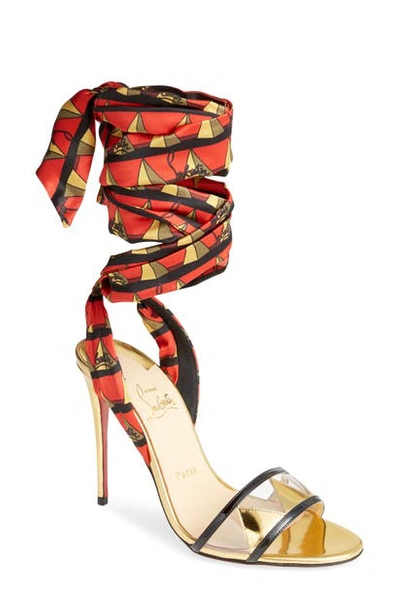Christian Louboutin Baigneuse Ankle Wrap Sandal In Loubi Red