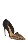 Schutz Totia Crystal Leopard Pointed Toe Pump In Black