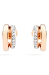 Pomellato 18k Rose Gold Iconica Diamond Double Huggie Earrings In Rose Gold Diamond
