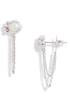 Anzie Bonheur Bubbling Brook Chain Detail Stud Earrings In Opal