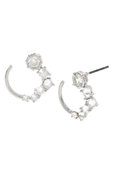 Allsaints Crystal Open Circle Stud Earrings In Crystal/ Rhodium