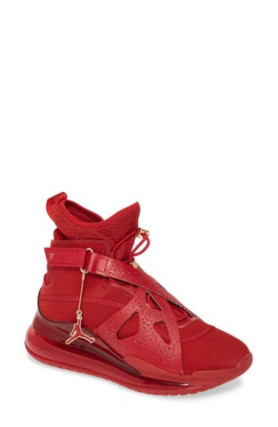 Jordan Air Latitude 720 Lx Swarovski High Top Sneaker In Gym Red/ Metallic Gold