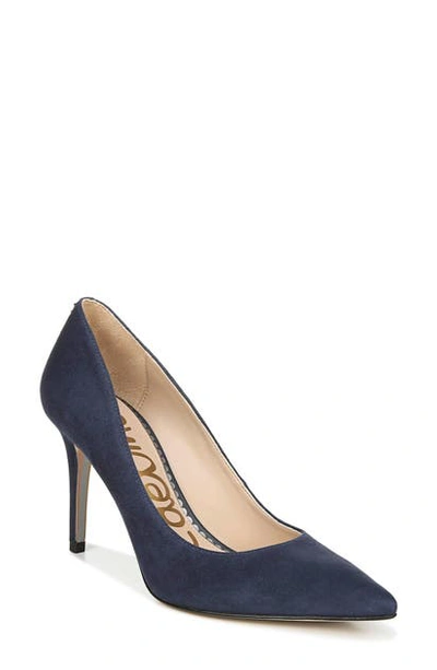 Sam Edelman Margie Pointed-toe Pumps Women's Shoes In Baltic Navy Suede