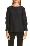 LAFAYETTE 148 ALESSIA PLEATED DETAIL SILK BLOUSE,MBBP5R-4469
